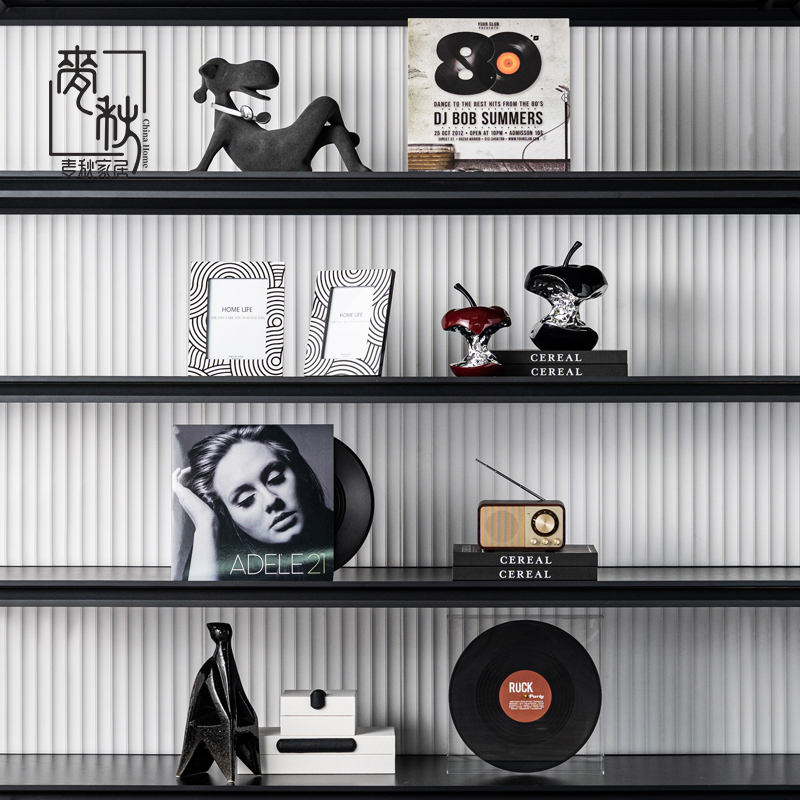 High-End Light Luxury Model Room Bookcase Decorations, Office Living Room Tv Cabinet Soft Furnishings Art Combination