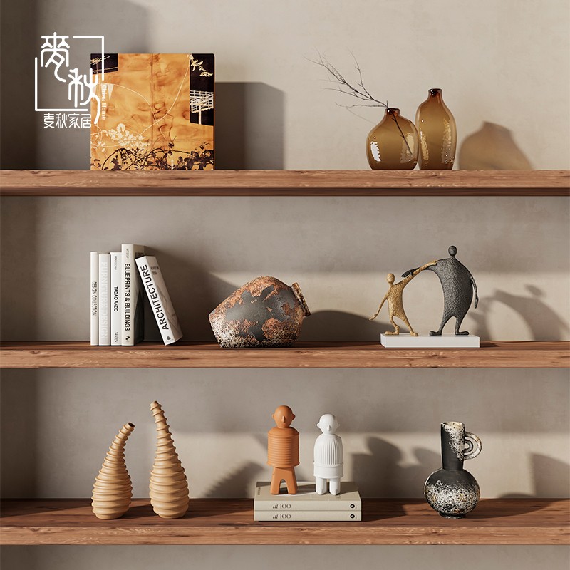 Wabi-Sabi Style Vintage Guesthouse Hotel Niche Decorations Model Room High-End Distressed Retro Ceramic Display Ornaments