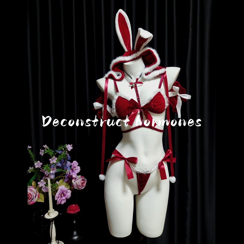 Deconstructed Hormones'Christmas Passion' Velvet Small Chest Underwear Qqny Strap Sexy Emotional Bra Set