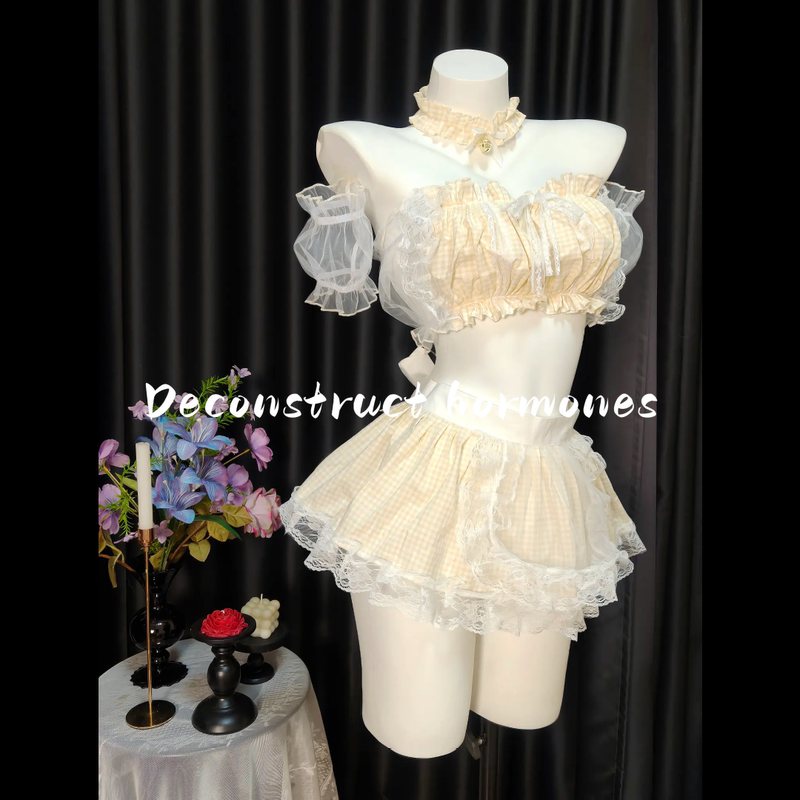 Deconstructed Hormones, the Sweet Island of Marshmallows, Cute Maid, Cute Qqny Style, Romantic Lingerie Set