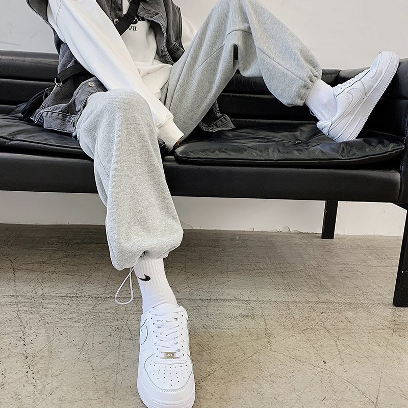 Gray sweatpants women's summer loose-legged pants spring and autumn white small ins tide thin wide-leg casual sweatpants