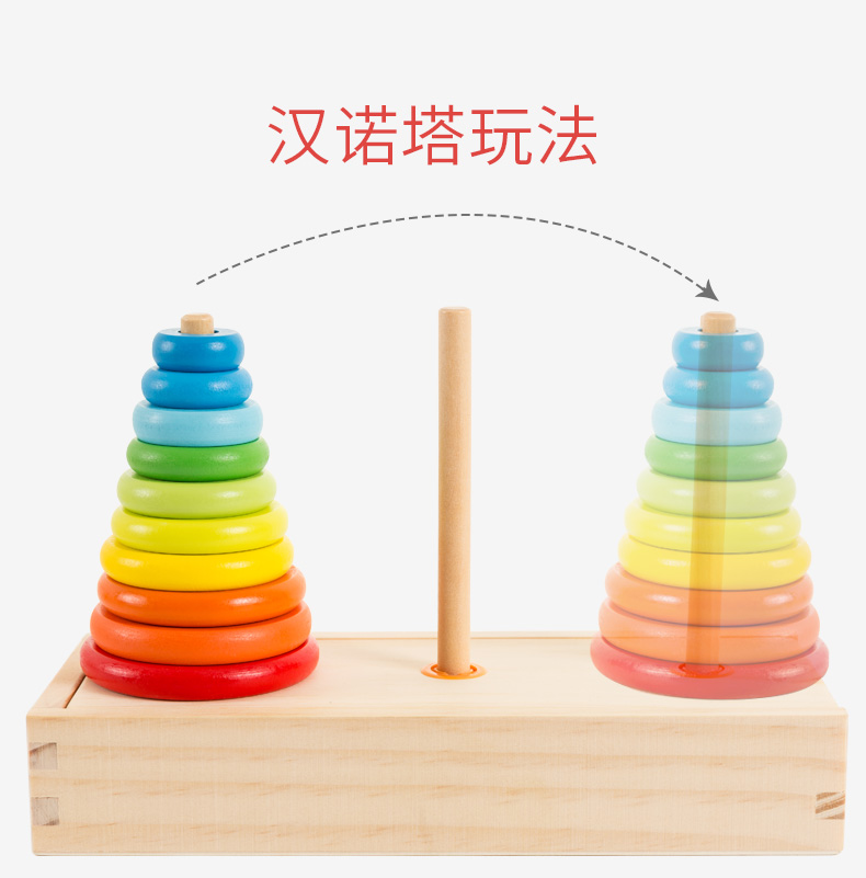 Fu Baer Tầng 10 Tháp Hanover Học sinh bằng gỗ Trẻ nhỏ 3-8 tuổi Câu đố Tháp Hà Nội Bé Đồ chơi học tập sớm - Đồ chơi IQ đồ chơi thông minh cho bé 4 tuổi
