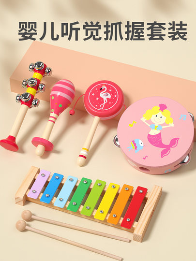 Wooden Traditional Rattle Baby Toy Old-Fashioned Style for 3-Year-Old Baby 2 Newborn 1 Hand Bell 0 Sand Hammer Soothing Wave Drum