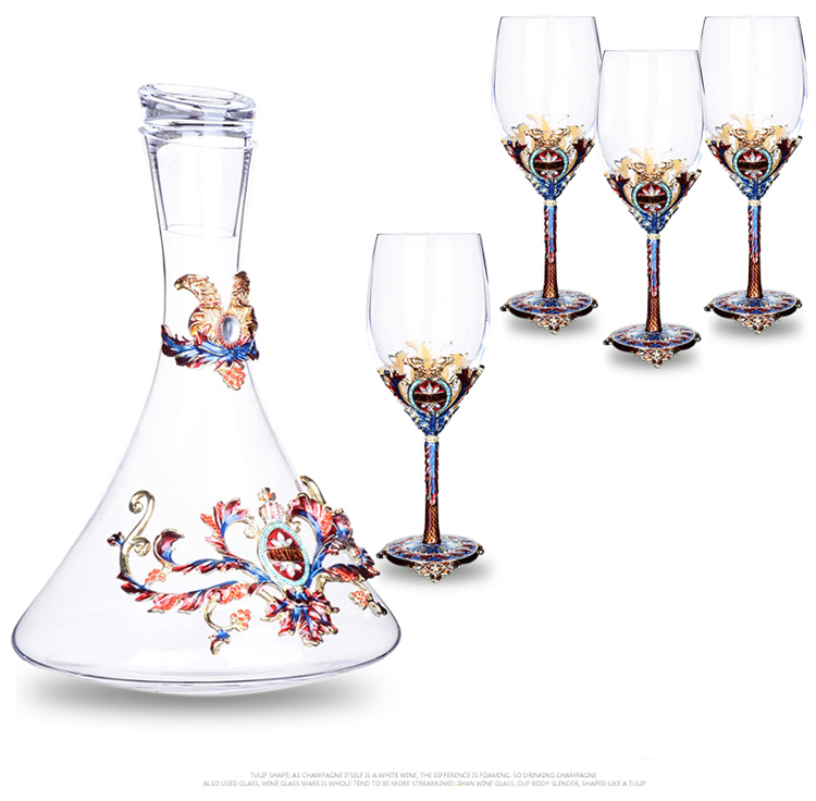 Cao cấp men đỏ rượu thủy tinh decanter đặt ánh sáng hộ gia đình sang trọng cốc rượu vang không chì - Rượu vang ly vang trắng