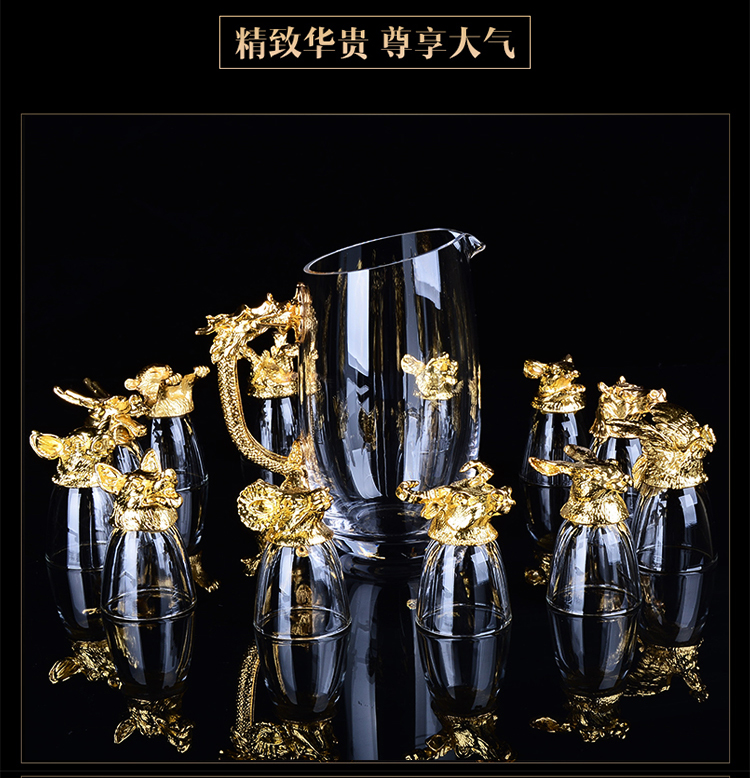 12 Zodiac White Wine Glass Set Set Crystal Crystal Glass Glass nhỏ Rượu Cup Trung Quốc Bộ rượu vang Retro - Rượu vang ly uống rượu whisky