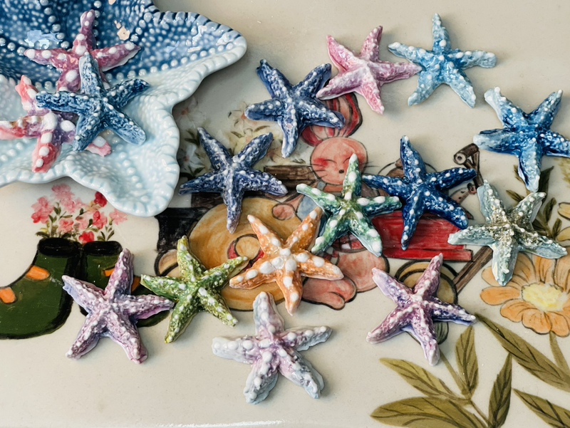 High-Temperature Underglaze Color Handmade Ceramic Starfish Fish Tank Aquarium Tabletop Display Toy Gift  Decoration