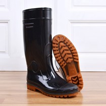 Mens boots tendon thick rainy season water shoes PVC slip resistant mining shoes Labor warm plus cotton rain boots