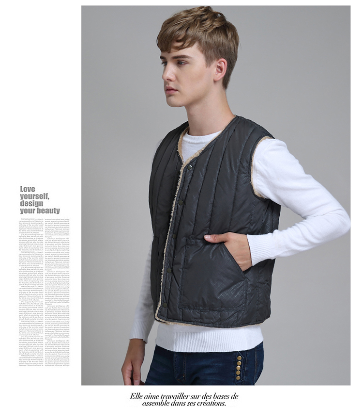 Xuống áo vest nam mùa thu đông cộng với nhung dày cashmere cashmere đồ lót ấm áp chạm đáy áo vest cotton cỡ lớn comple tuổi 50