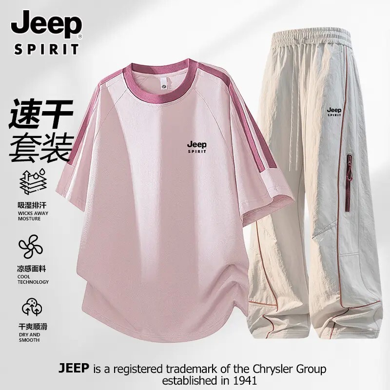 Jeep Spirit Jeep College Student T-Shirt Loose Quick-Drying Pure Cotton Round Neck Short-Sleeved T-Shirt Work Pants Two-Piece Set Jeep Spirit Jeep College Student T-Shirt Loose Quick-Drying Pure Cotton Round Neck Short-Sleeved T-Shirt Work Pants Two-Piece Set