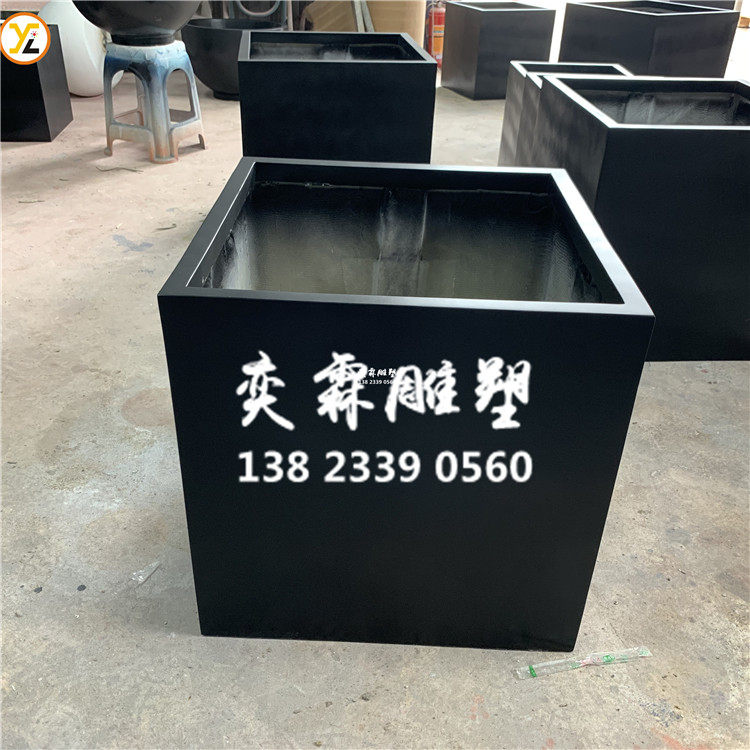 Glass fiber square flower pot garden forest green tree planting flowers landscape basin glass fiber resin fiber flower box