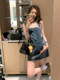 American Retro Denim Suspender Skirt for Women, Summer A-Line Slimming 2025 New Workwear Skirt, Niche Short Skirt Dress