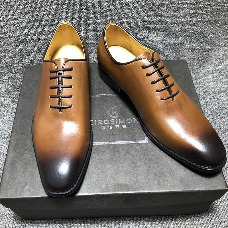 Bullock style men's shoes British leather rubbing color retro men's leather shoes Korean version of Derby business simple casual shoes