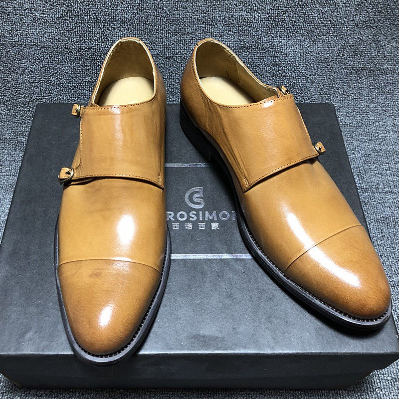 British three-connected Munker shoes monks shoes real Piderby business dress casual shoes hitched shoes