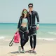 Những người yêu thích kem chống nắng phù hợp với đồ bơi chia áo tắm snorkeling phù hợp với tay dài wetsuit yoga quần áo phù hợp với các cặp vợ chồng chạy quần áo - Vài đồ bơi đồ đôi trắng đi biển	