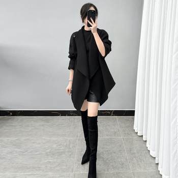 2025 New Fashionable Autumn and Winter Double-Sided Cashmere Coat for Women, Wool Cape, High-End Asymmetrical Woolen Coat for Women