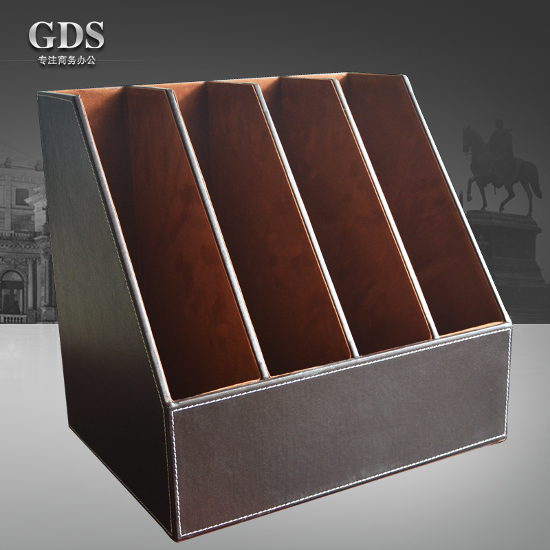 High-grade fashion leather four-row desktop A4 file frame seat frame storage box business office supplies special price