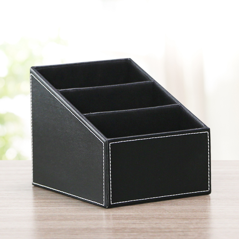 Creative high-end fashion mobile phone storage basket rack European style imitation leather desktop remote control storage box special offer