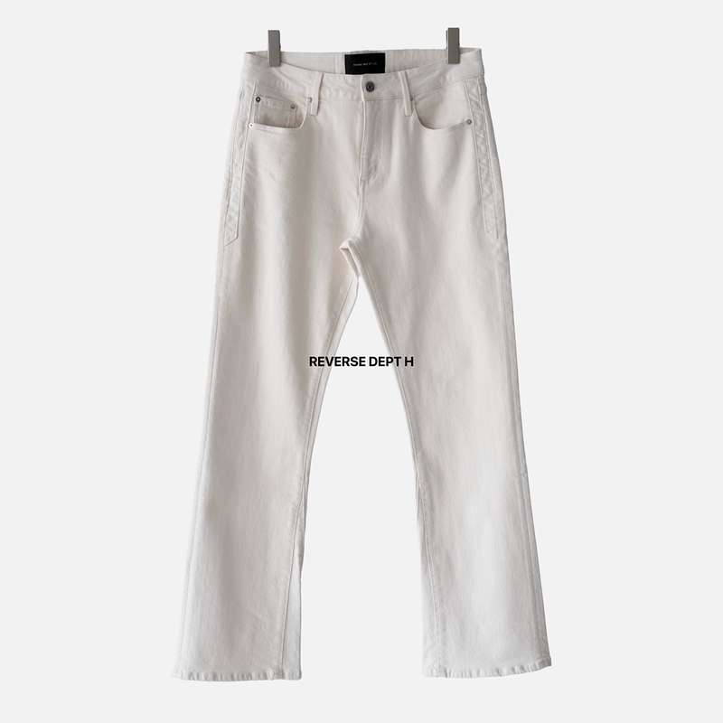 American Cone Denim White Denim Reverse Dept H Original Color Off-White Slim Fit Flared Pants