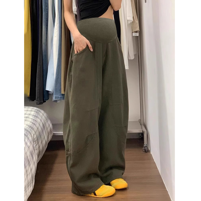 Maternity Jeans for Spring and Summer, Fashionable Cargo Pants, Loose Scimitar Pants, Spring and Autumn Style Pants, Women's Korean Style Wide-Leg Pants