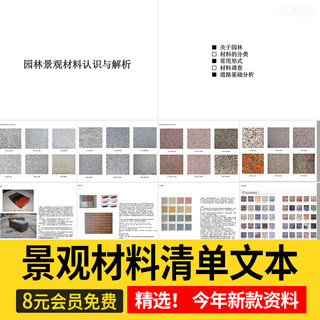 Comprensión y análisis de los materiales del paisaje del jardín texto de la lista de piedra de granito pavimento de ladrillo permeable atlas de materiales comunes