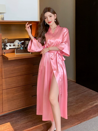 Летний шелковый кружевной банный халат, изысканный стиль