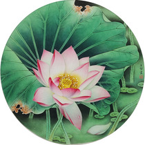 Country painting finished work pen flower bird painting original boutique lotus fan face pure hand-painted real painting core unmounted and unframed