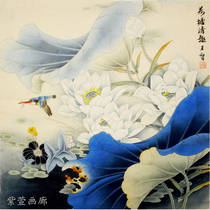 4-size bucket square 60 * 60 cm lotus flower kingfishway finished painting a