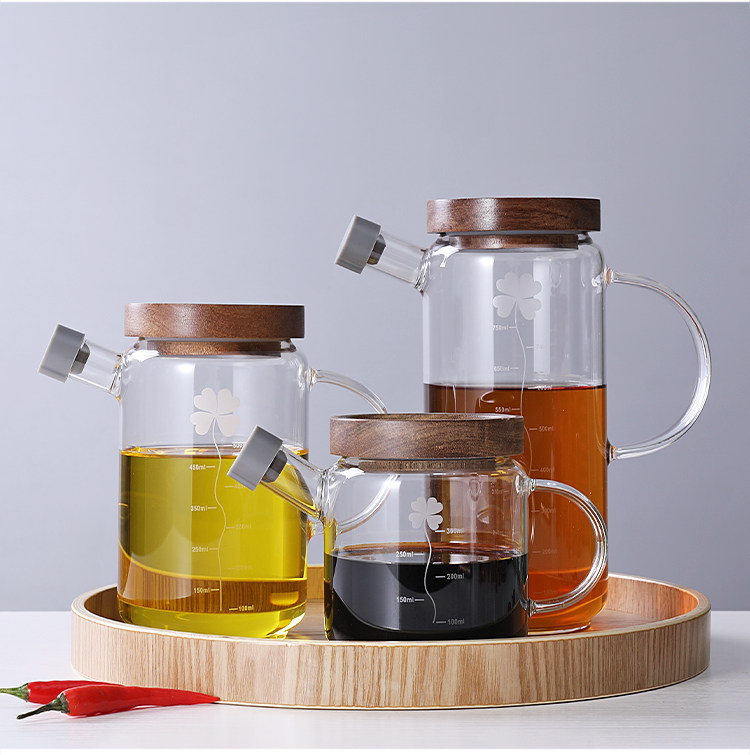 European-style household glass oil pot metering oil bottle oil tank thickened leak-proof soy sauce vinegar bottle seasoning bottle kitchen supplies