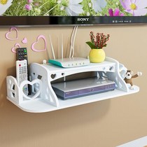 TV set-top box shelf punch-free router cat wall hanging living room wall shelf Decorative partition without trace nails