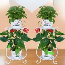 Eurostyle Iron Art Flower Shelf Floor Style Two Floors Green Loo Shelf Indoor Multilayer Flower Pots Shelf Living-room Balcony Flowers Shelf