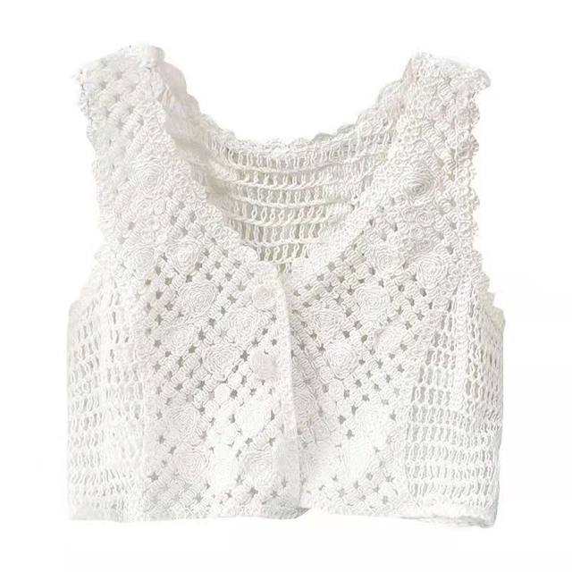 2022 Summer Outerwear Vest Women's Hollow shawl Vest Versatile Sleeveless Vest Cardigan Small Jacket