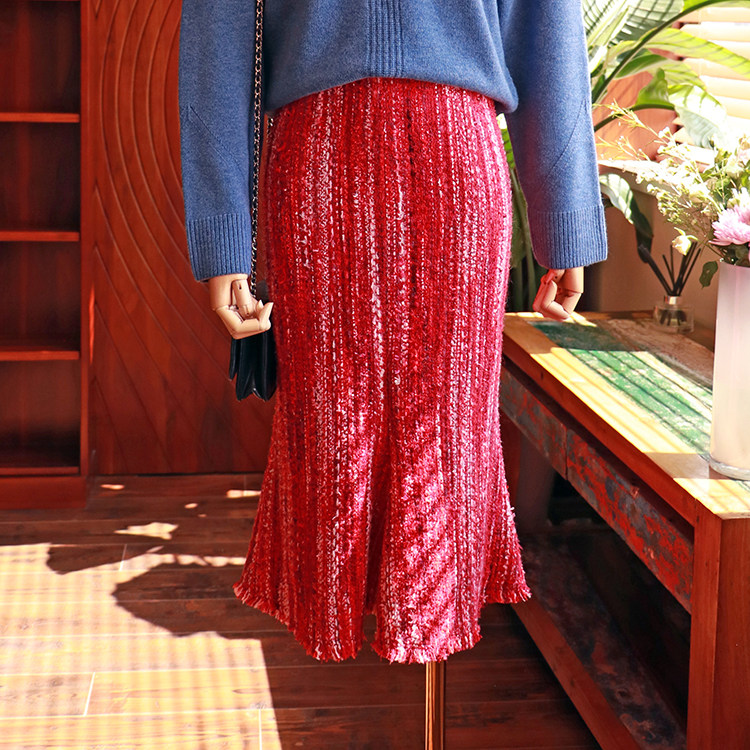 CM Cest moi picturesque Japan imported century-old factory blended fabric slim-fit fishtail skirt is now