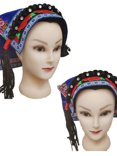 Embroidered Yi Costume Headdress Xiangxi Miao Head Pa Tujia Performance Costume Accessories Bu Yi Headscarf Yi Women
