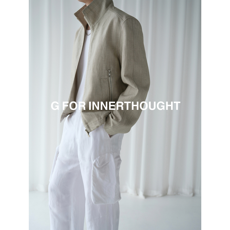 G for Inner Thought | Imported Lazy and Elegant High-Count Wool and Linen Harrington Jacket