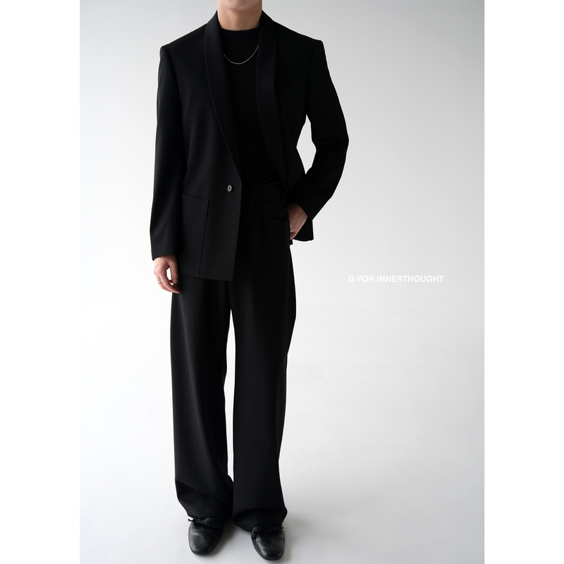G for Innerthought European Imported Strong Twist Anti-Wrinkle Wool Blazer Suit Casual Green Fruit Collar