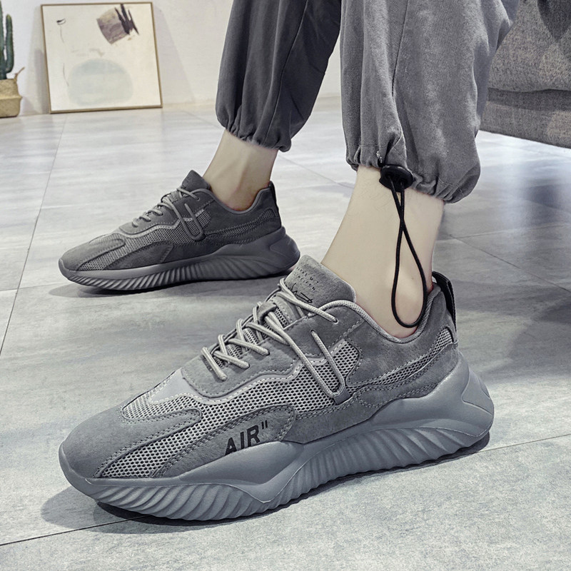 Men's shoes winter 2020 new trend mesh casual sports running plus velvet cotton shoes all-match ins dad tide shoes