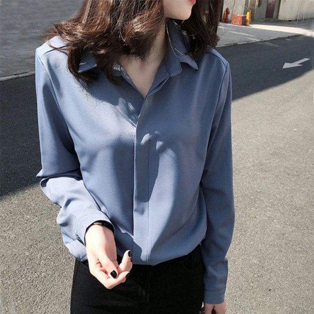 Clearance and pick up the bargain brand discount store counter women's chiffon shirt women's long-sleeved spring and autumn professional top base shirt