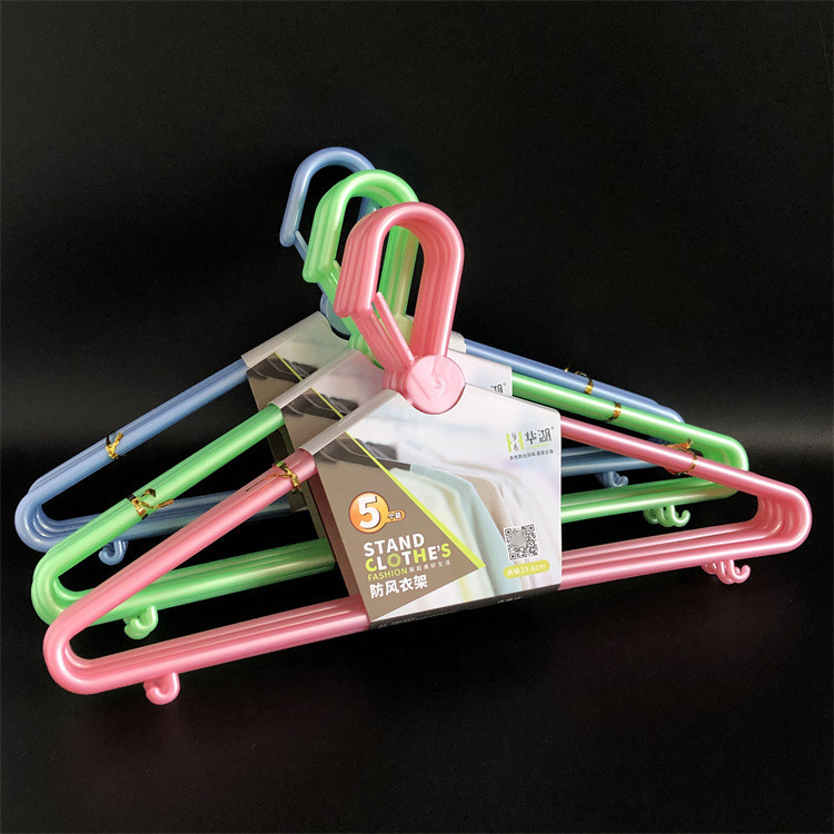  Plastic Clothes Hangers, 10 Windproof Hangers, Non-Marking Drying Hangers, Dual-Use for Wet and Dry Clothes, Wardrobe Hangers
