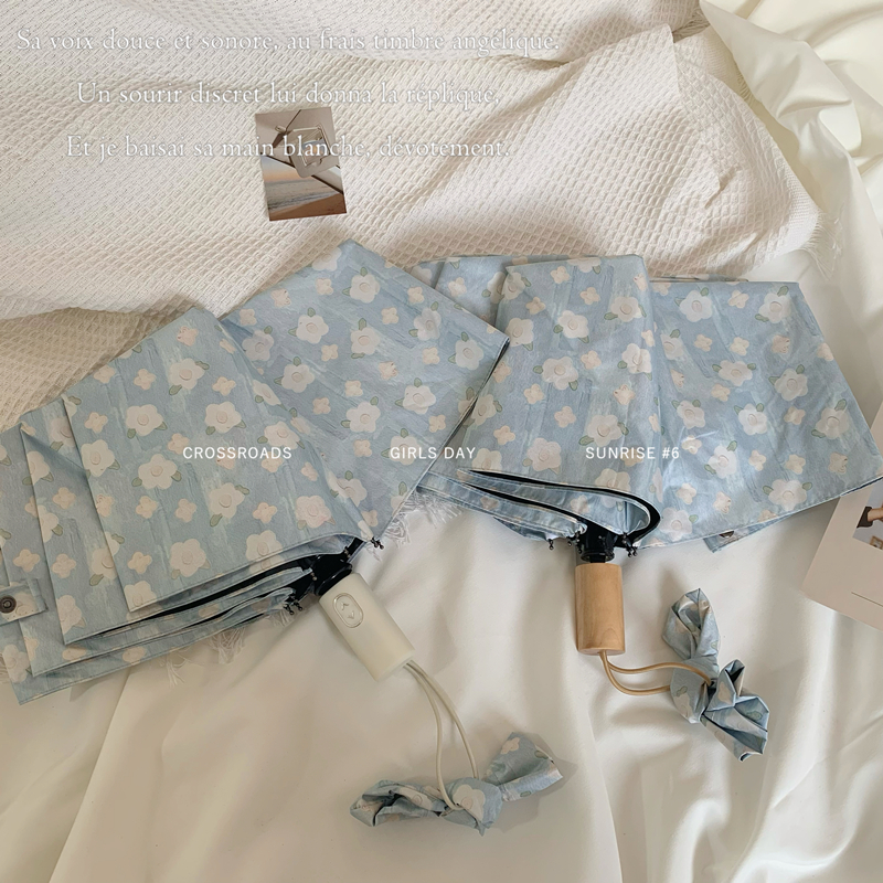 Umbrella women's ins wind sensations automatic folding shading umbrellas sunscreen anti-UV black rubber beach umbrella sunny and rainy