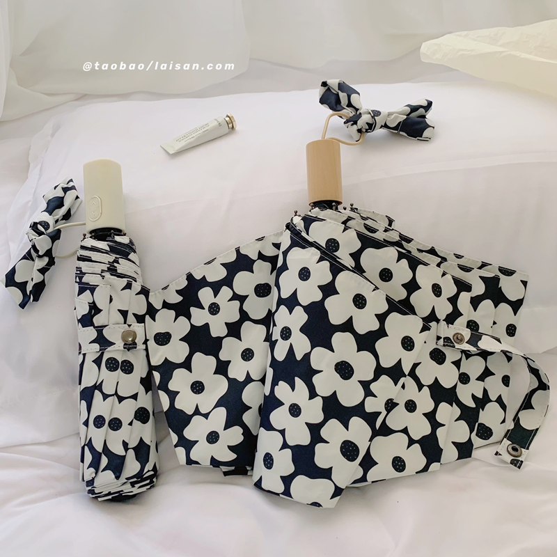 Automatic umbrella female ins wind niche sun and rain dual-use umbrella sunscreen anti-UV retro umbrella folding