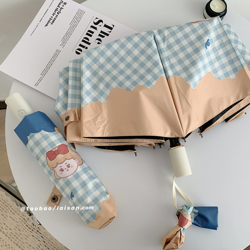 Fully automatic umbrella girls high-value sunny and rainy dual-use folding vinyl parasol sunscreen anti-UV parasol