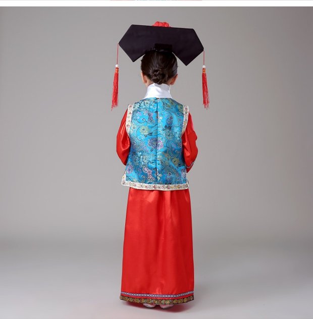 Qing Dynasty Gege trang phục trang phục trẻ em nữ Manchu Qingchuan Xiaoyanzi dịch vụ công chúa cung điện tin đồn hiệu suất dịch vụ hiệu suất - Trang phục áo len bé trai