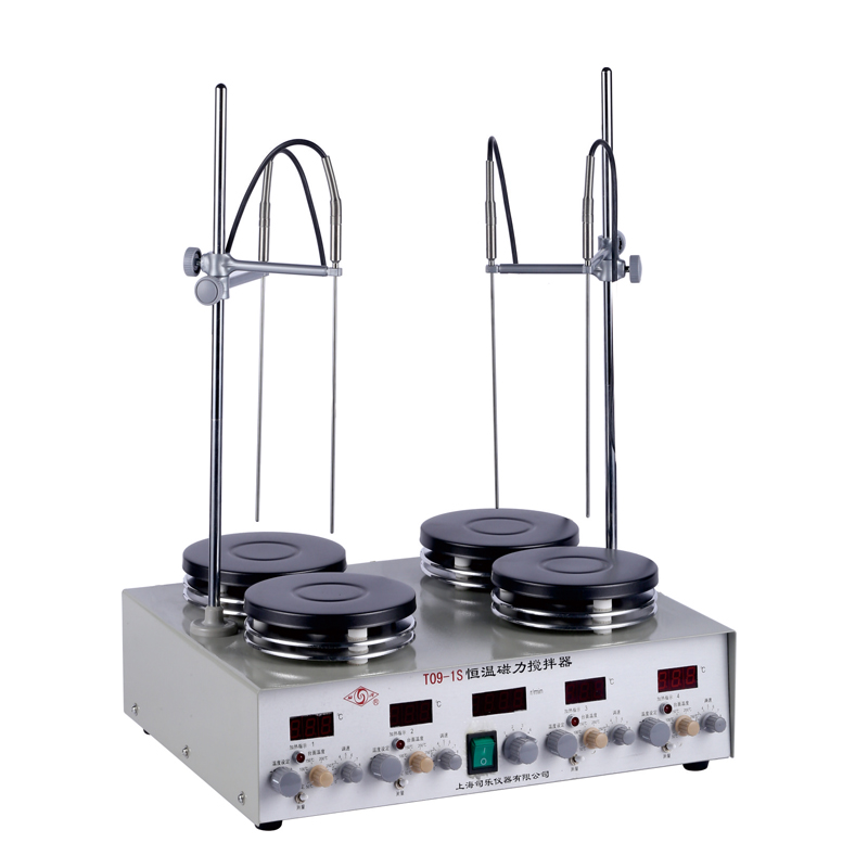 Vortex Shanghai Sile T09-1S Four-station Digital Display Constant Temperature Magnetic Agitator Table Temperature Setting Mixer