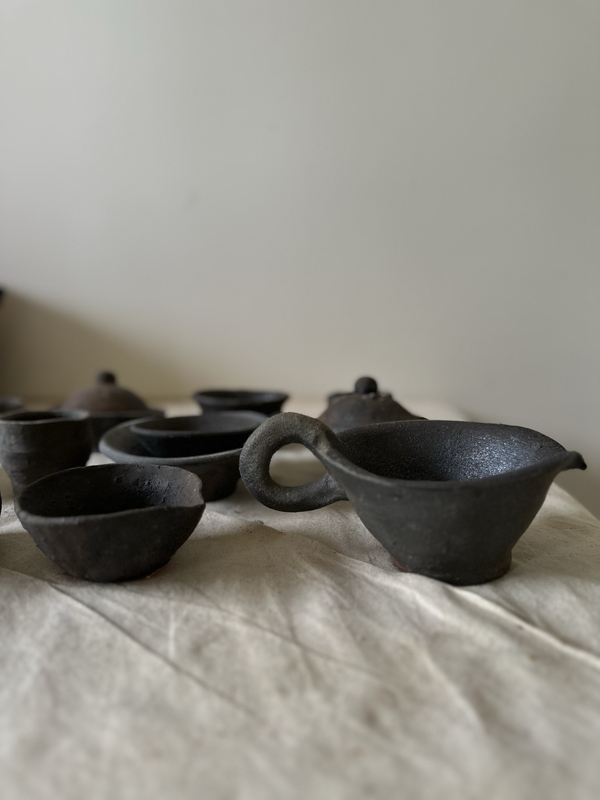 Intangible Cultural Heritage Soul Hand-Kneaded Wood-Fired Clay Pottery Teapot Teacup Cover Bowl Fair Cup Wabi-Sabi Ancient Clumsy Return Pu