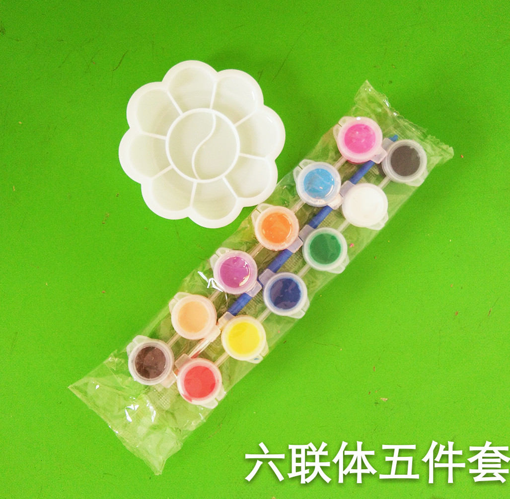 Six-conjoined acrylic paint coloring brush Children's kindergarten art diy painting materials