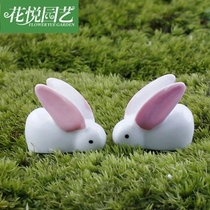 Moss micro landscape ornaments Little white rabbit Rabbit Tuzki big ear rabbit accessories Resin ornaments