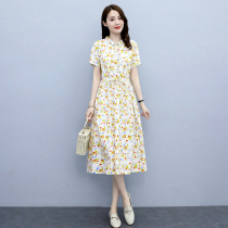 Four Seasons Green Women Dress New Hangzhou 2022 Summer Dolls Lead Broken Flowers Cotton Linen Dress Code Polo Dress