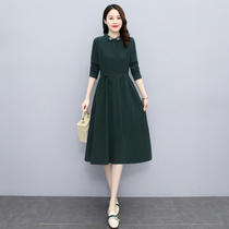 Four Seasons Green Woman Dress New Hangzhou 2022 Spring Doll Collar Embroidery Small Black Dress Close-up Display Slim Fit Slim Fit Dress Dress