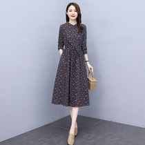 Four Seasons Green Woman Dress New Hangzhou 2022 Spring Loaded Crushed Cotton Linen Long Sleeves Dress Temperament Closets Slim Skirt