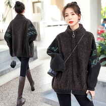 2021 new Hainen sheep cut suede leather grass jacket woman short grain suede leather fur integrated lamb fur jacket loose